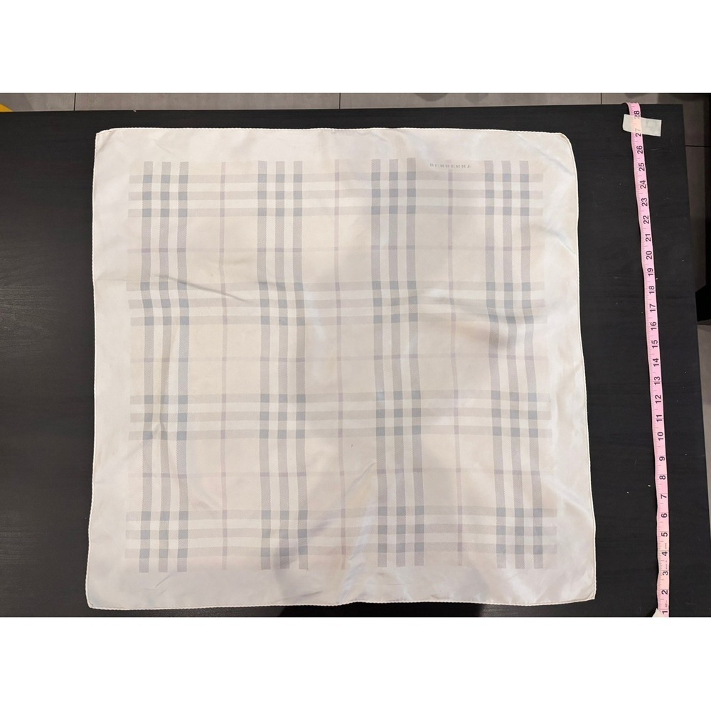 Burberry Silk Square Scarf White Grey Lavender Purple Nova Check 26x26